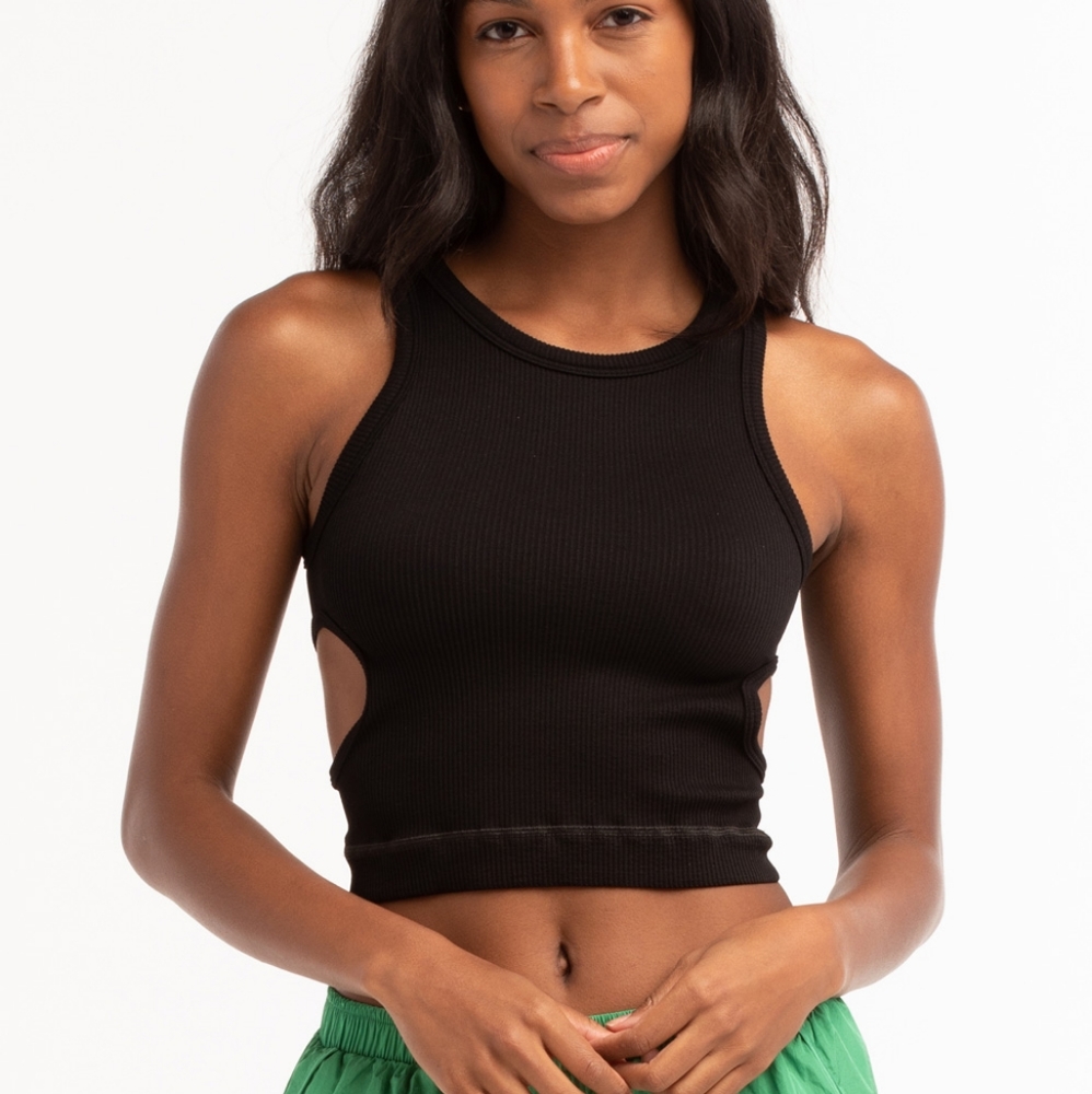 Urban Outfitters Black Ribbed Cutout Tank